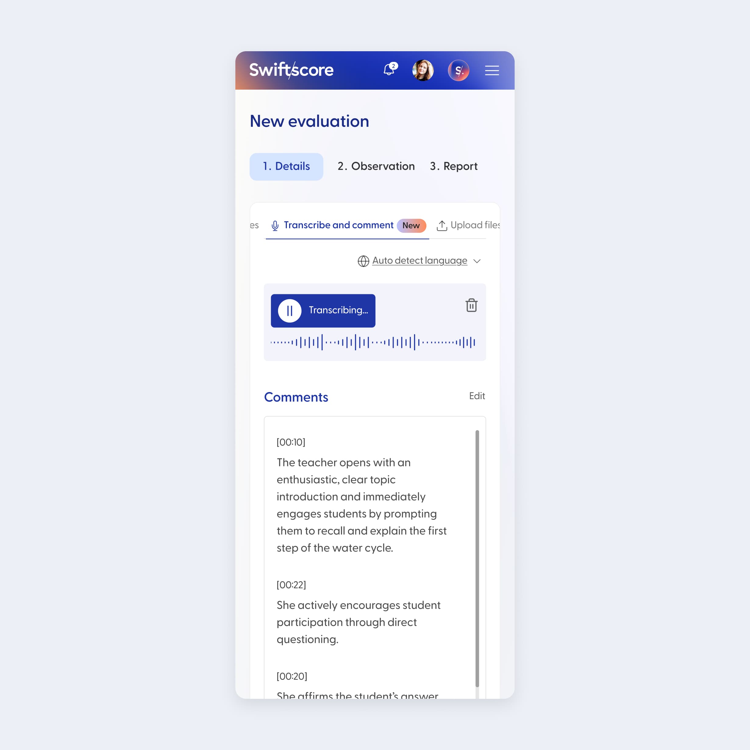 Seamlessly start an evaluation